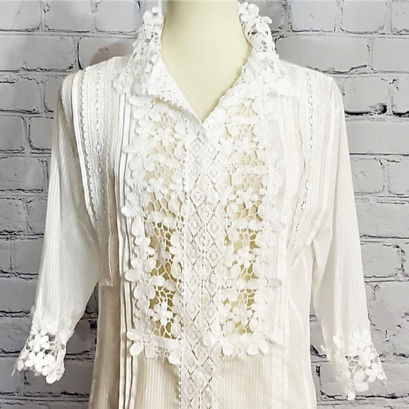 NWT 3/4 Sleeve Lightweight Lace Boho Top - Picture 5 of 8
